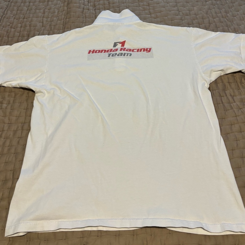 Vintage Formula One Honda Racing Team Polo Shirt Size L Cotton Deluxe by Anvil